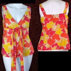 NEW YORK & COMPANY yellow floral blouse L 💥🕚